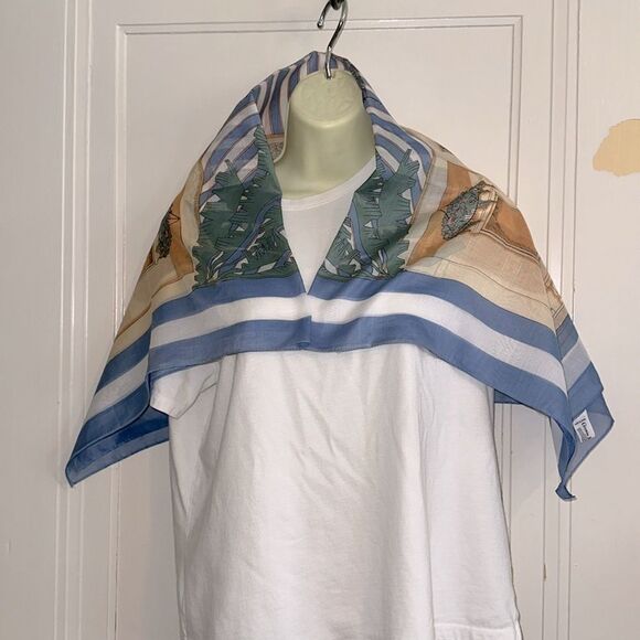 Vintage 1987 Ginnie Johansen Large Thin Cotton Architectural Print Scarf - Picture 8 of 9